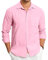 HISDERN Chemises en Lin pour Homme Rose Manches Longues Décontractée Boutonnées Légères Été Chemise Coupe Régulière de Plage Casual Shirts S
