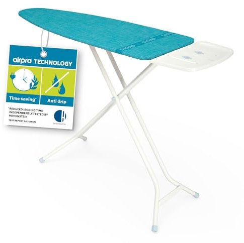 AIRPRO by Widex Ironing Board - 120 x 42 cm Size L - 50% Fast Ironing - Extra Durable - Includes Free Airpro Ironing Board Cover - With Iron Holder - Ironing Boards