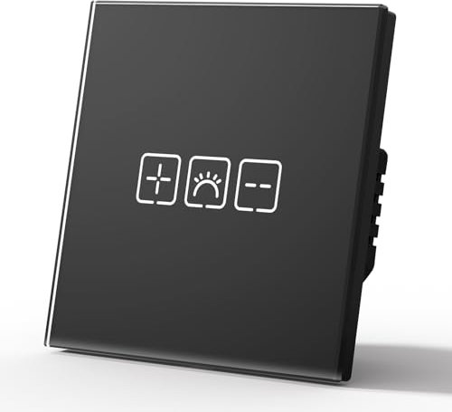 MVAVA Touch Lichtschalter Unterputz, Wlan Smart Lichtschalter Kompatibel mit Alexa/Google Home Work mit Tuya/Smart Life, Glas Alexa Dimmschalter, Neutrale Leitung Benötigt Schwarz