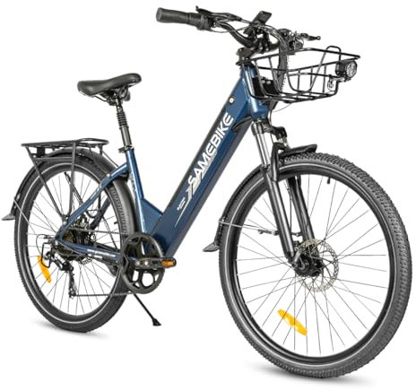 SAMEBIKE 26 City Electric Bicycle 36V 15Ah Removable Battery Colorful LCD Screen Adult Commuting E-bike (Blue)