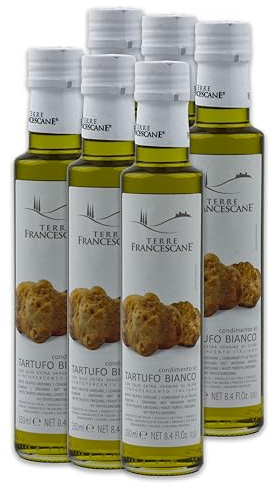 Food-United Trüffel-Öl 6x 250ml von TERRE FRANCESCANE extra Natives Olivenöl mit weißem Trüffel-Aroma Premium-Trüffelöl aus Italien für Feinschmecker-innen und Gourmetküche