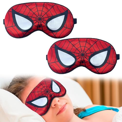 SHUOHONG 2 Pièces Masque de Sommeil avec Sangle Réglable, Masque de Nuit Enfant, Cache Yeux pour Dormir Qui Bloque La Lumière pour Dormir, La Méditation, Les Voyages, Réduit Les Yeux Gonflés