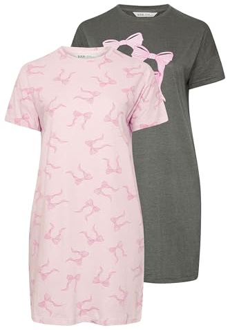 Yourset Curve 2 Pack & Pink Bow Print Nightdresses - Women's - Plus Size Curve