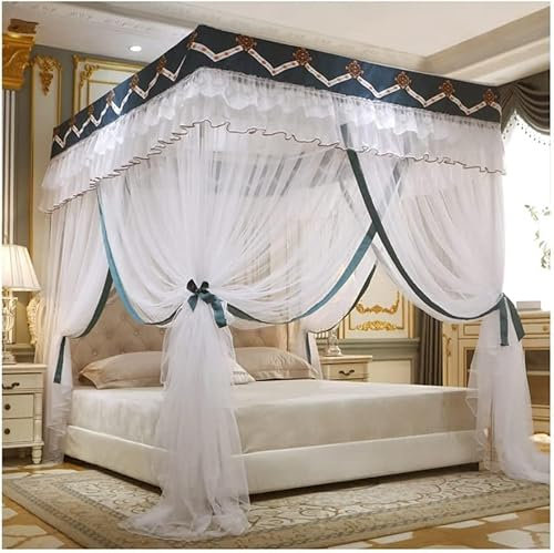 JYHHGDS Moustiquaire à baldaquin pour lit, Rideau de lit superposé à 4 poteaux d'angle avec Support, décoration de Chambre Double, Queen, King (Couleur : D, Taille : 180 x 200 cm/71 x 79 Pouces)