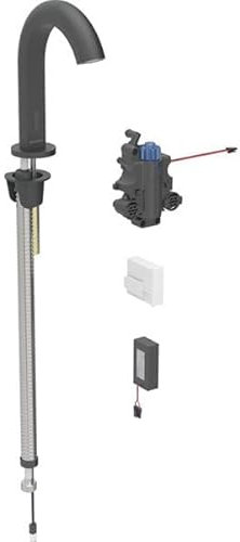 Geberit Piave Waschtischarmatur, Ausladung 167mm, mit Thermostatmischer, Batteriebetrieb, für UP-Funktionsbox, 116.188.14.1, Farbe: Schwarz Matt