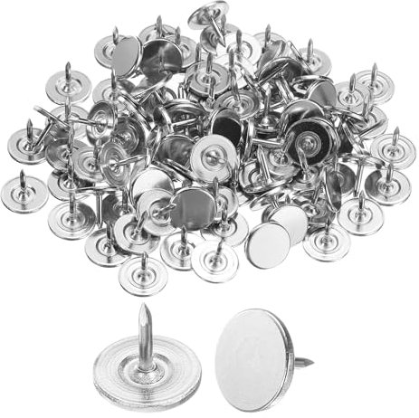 sourcing map 100Pcs Upholstery Tacks, 11mmx10mm Flat Head Thumb Tack Decorative Furniture Nails Push Pins for Furniture Sofa Headboards, Silver