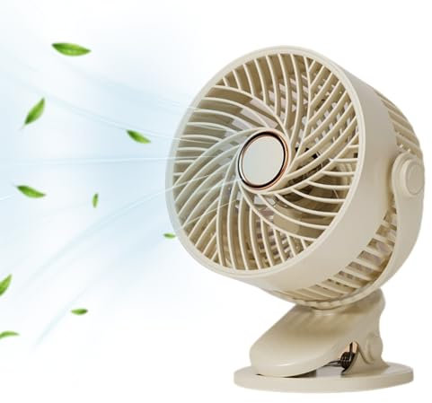 MAGIC SELECT Ventilatore con Clip, con 5 Velocità. Ventilatore da Tavolo Silenzioso, con Luce. Multisuperficie. Ruota di 360º. Batteria a Lunga Durata. USB-C, Cavo di Ricarica Incluso.