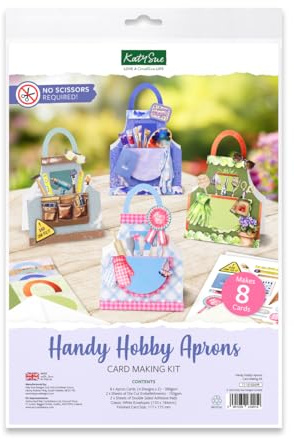 Katy Sue Handy Hobby Aprons Card Making Kit. Contains 8 Shaped Cards, 2 Sheets Die Cut Decoupage, Sticky Foam Pads, Instructions & 8 Envelopes. Apron-Themed Card Making Kits for Adults