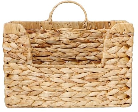 Panier Suspendu Rangement en Jacinthe D'eau Naturelle Porte Revue Mural | Panier Mural Tissé à la Main, Deco Bureau e Murale Organiseur Osier pour Lettres Factures Magazines Fleurs