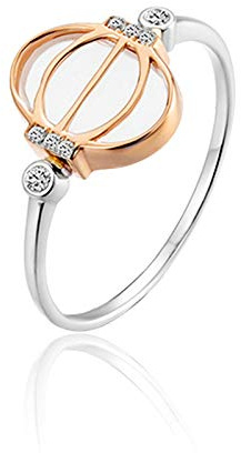Beydodo Trauring Bicolor 585 Damen Einzeln, Frauen Ringe Laterne mit Diamant 0.09ct Ewigkeitsring Hochzeitsringe Verlobungsringe Größe 54 (17.2)