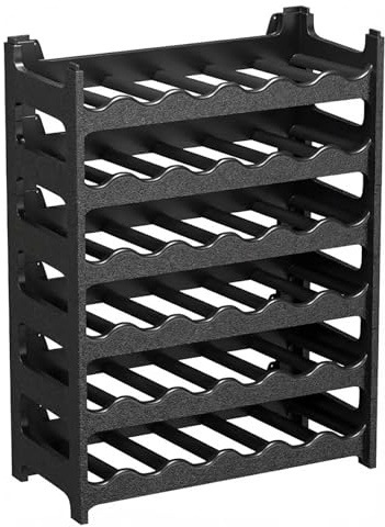 CookandSupply Cave à Vin Plastique Effet Cuir Martelé, Noir, 36 Bouteilles | CookandSupply x TheWV, Étagère Range Bouteilles Modulaire Empilable, Casier 6 Bouteilles par Module, Made in Italy