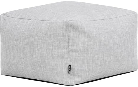 Icon Amara Hocker, Grau, Wasserabweisender Stoff, Indoor Outdoor Sitzsack, Sitzpuff Hocker mit Füllung, Riesen Fußhocker für das Wohnzimmer, Schlafzimmer, Garten