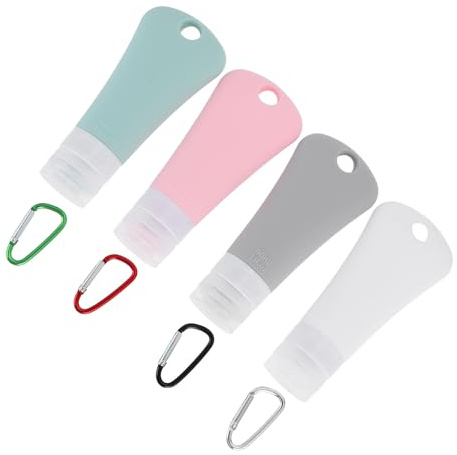 ULTECHNOVO Refillable Silicone Travel Bottles Leakproof Containers with Hanging Hook 90Ml Capacity for Shower Gel Shampoo Lotion Suitable for Business Trips Camping 4 Sets
