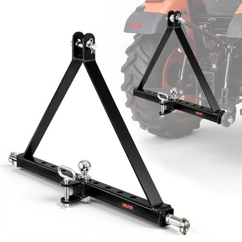 VEVOR Attacco per Rimorchio a 3 Punti con Sfera Perno, Attacco Triangolare in Acciaio Q235 Adattatore per Traino di Categoria 2 Compatibile con Kubota John Deere Massey Ferguson Yanmar da Giardino
