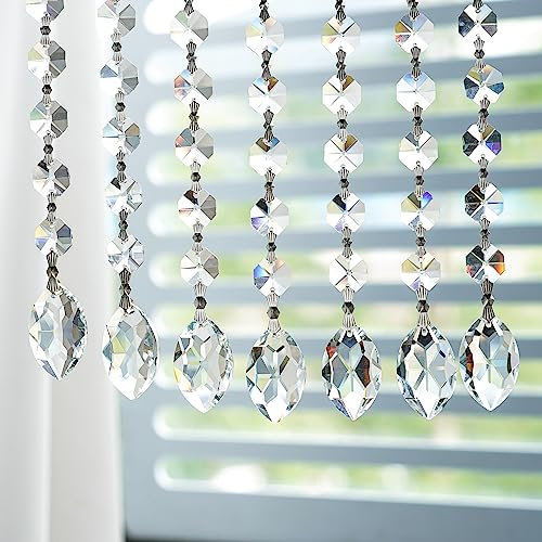 H&D 5 Stk. Fengshui-Regenbogenkristall, Fensterkristall, Anhänger für Kronleuchter, Weihnachtsfeier, glas, Teardrop-shaped