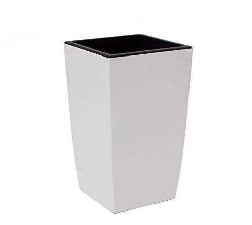 Cache-pot 17 L avec bac interieur, larg. 24 cm, en blanche