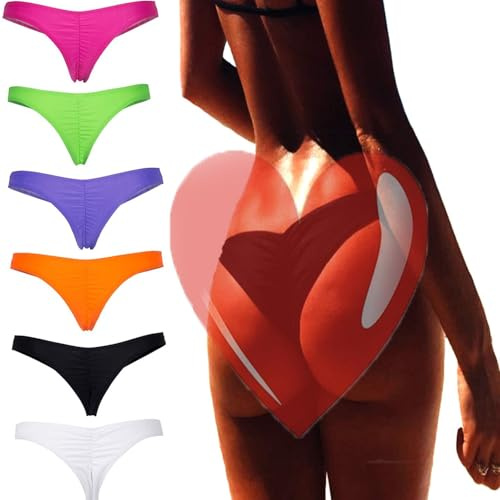 Women's Brazilian Bikini Thong Bottom Beachwear V Rouched Bikini Bottom Swimsuit