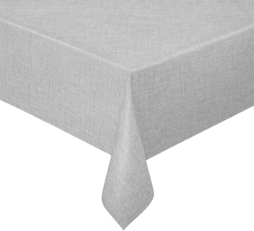 Wachstuch Wachstischdecke Tischdecke Gartentischdecke Lack Leinen Grau Quadratisch 120 x 120 cm abwaschbar
