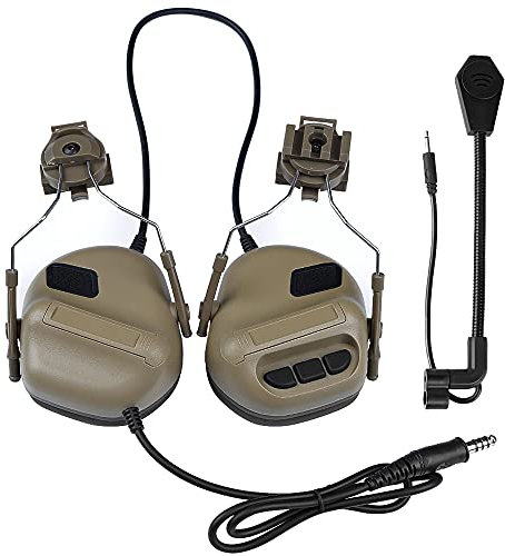 WISEONUS Taktisches Headset für Helm Airsoft Paintball Helm Seitenschiene Kopfhörer Wasserdichtes Schieß Jagd Headset Ohrenschützer Funktionskopfhörer