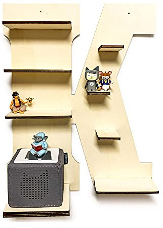 DIY Regal Buchstabe A-Z für die Musikbox passend für Toniebox Kinder Baby Zimmer zum selbst bemalen mit Wunschname tolles individuelles Geschenk zum Geburtstag zu Ostern Weihnachten (Buchstabe: K)