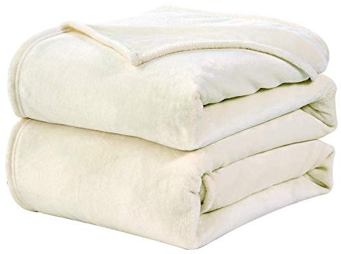 WAVVE Kuscheldecke Flauschig Decke Fleecedecke - Sofadecke Klein Wohndecke Couchdecke, Decke Sofa Weich Creme, Leicht Sofaüberwurf 130x150 cm