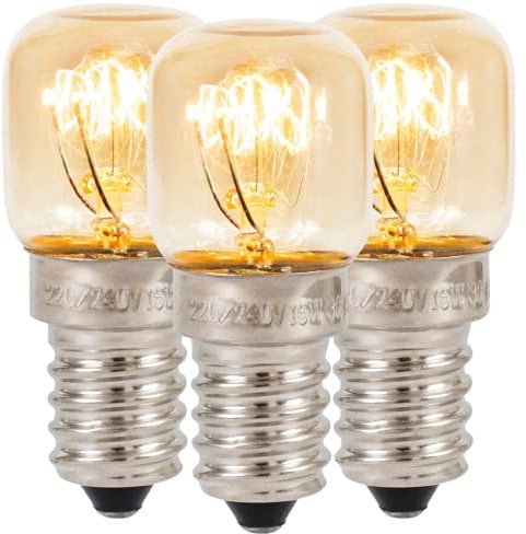 Klass Home (3 Pack) Salt Lamp Bulb | Oven Bulb | Fridge Bulb | Small Screw E14 15W Bulb <300°C Dimmable Incandescent Bulbs Pygmy Bulb for Oven Light Bulb | Himalayan Salt Lamp Light Bulbs | Lava Lamp