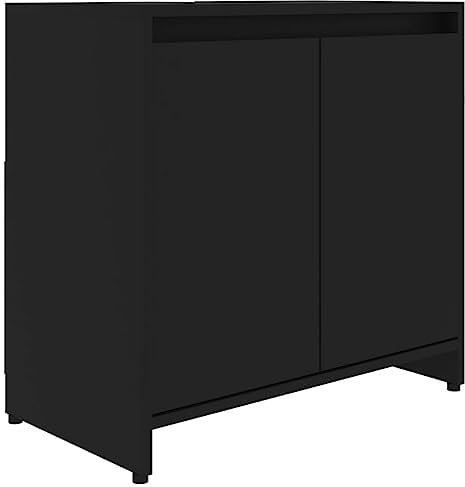vidaXL Armoire de Salle de Bain, Meuble de Rangement avec Compartiment, Armoire de Toilette Maison Intérieur, Noir Bois d’Ingénierie