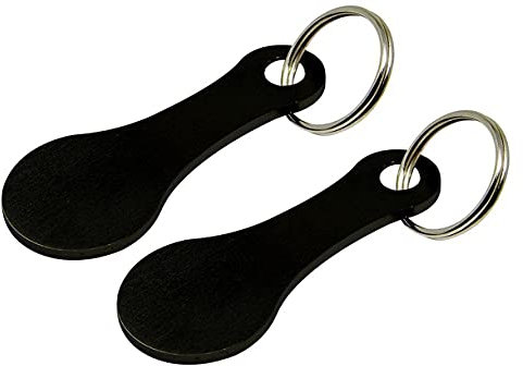 N+B Porte-clés jeton de chariot à achats en métal 2Pcs Extracteurs de chariots d'achat pour caddies Noir, 2.3x5.5cm/5.45x13.04 inch