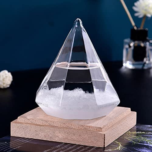 Stations Météo en Verre Tempête, Baromètre en tempête de type goutte d'eau, Créatives Style Nordique Décoration Bouteille en Verre tempête, Avec Base et Belle Boîte Cadeau (C)