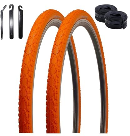 2 x Kenda K-935 Fahrradreifen Fahrradmantel Orange 40-622 (28 x 1,5) + 2 x Schläuche SV inkl. Reifenheber