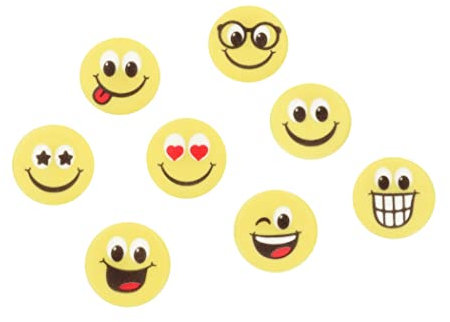 Dekoraufleger Happy Faces Smileys aus Zuckermasse, 10 Stück
