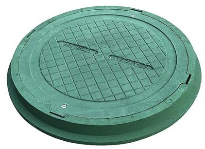 Senkgrubenabdeckung 80 cm - Schachtdeckel Rund - Abdeckung für einen Abwasserbrunnen - Schachtabdeckung rund - Kanaldeckel - Gullideckel Einhaltung der Norm EN 124 (Grün mit Schlüssel)