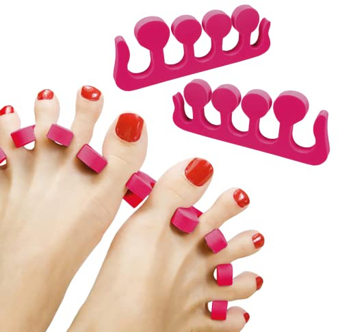 Zehentrenner, 2 Stück weicher Schaumstoff Foam Schwamm Trenner für Fußnagellack Nail Art, Zehentrenner für Pediküre und Maniküre (FUCSIA)