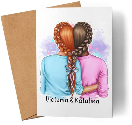Kiddle-Design Beste Freundinnen Karte Personalisiert BFF Friends Freundin Schwester Freundinnen Geschenk Freundschaft Freundschaftskarte Selbst Gestalten