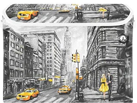 Aufbewahrungsbehälter mit Deckel, New York Street Art, Malerei, Aufbewahrungsbox, Organizer, Spielzeug, Schlafzimmer, Kinderzimmer, 41,9 x 32 x 30 cm, groß, zusammenklappbar, für Zuhause, Büro,