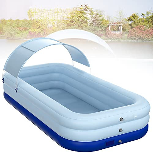 SANFAG Aufblasbarer Swimmingpool, Erwachsene im Freien Super Große Schwimmbad Kinder Paddling Pool, 45000 U/min Umdrehungen/Minute Kabelloses Schnellladen,Blue-3M