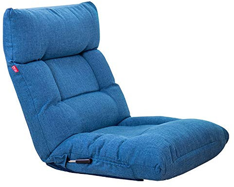 BUJOG Bodenstuhl mit 42-Fach Verstellbarer Rückenlehne und Kopfstütze, zusammenklappbarer Liegestuhl mit verstellbarem Griff, Sofastuhl zum Lesen, Fernsehen, Meditieren oder Spielen (Farbe: E)