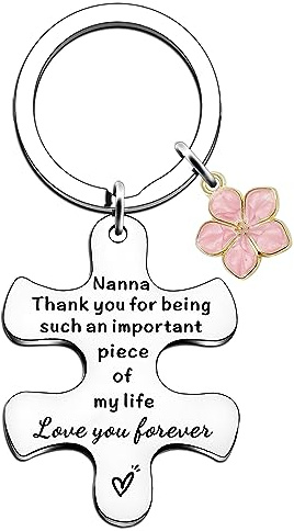 SDOFY Nanna Gifts Nanna Birthday Gifts Nanna Mothers Day Presents Nanna Christmas Puzzle Keyring Keychain, silber, One size