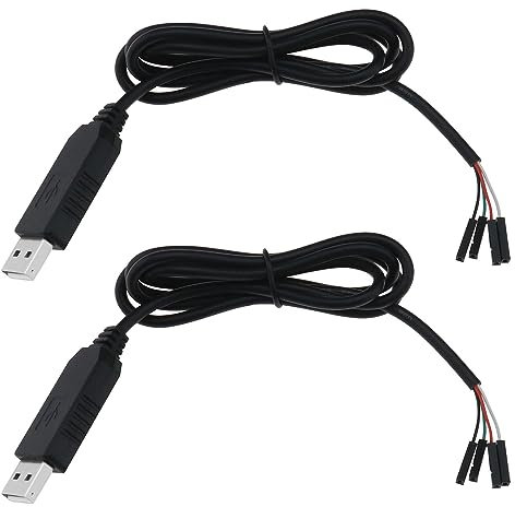 ECSiNG 2pcs Câble de Port Série USB vers TTL Convertisseur Femelle RS232 4 Broches 3.3V 1 Mètre Remplacement Compatible avec Windows 10 8 8.1 7 (32 64 Bits) 2008/XP/Vista/CE