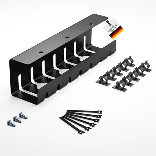 Albatros Kabelkanal Schreibtisch Schwarz Komplettset A - Kabelmanagement Schreibtisch für mehr Ordnung und Produktivität - Kabel Organizer für optimale Kabelführung