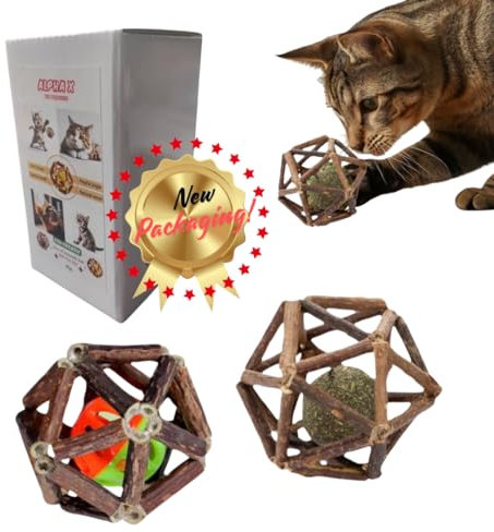 Catnip Matatabi Balls, 2 Piezas, Catnip para Gatos, Juguete con Hierba gatera, dentífrico Natural, Anti-Stress, Eco-Friendly, Hecho a Mano, Calma, distrae, tranquiliza, aporta Salud