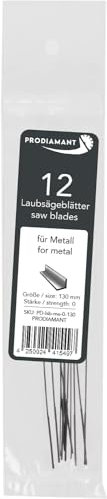 PRODIAMANT Lot de 12 lames de scie à chantourner taille 1 fine pour métal - 130 mm - Fabriquées en Allemagne