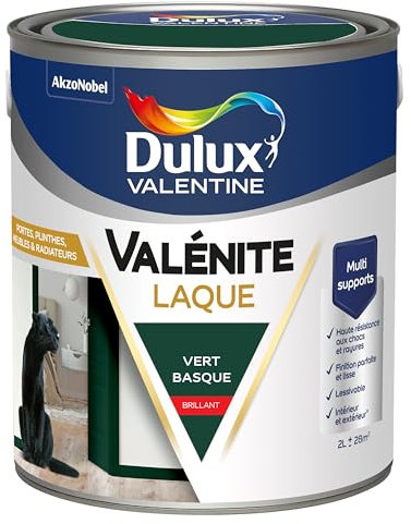 Dulux Valentine Peinture Laque Valénite Intérieur et Extérieur Multi-supports - Finition parfaite et lisse, Formule Haute Résistance - Brillant Vert Basque 2 L