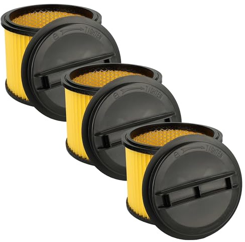 vhbw 3x Faltenfilter kompatibel mit Einhell RT-VC 1500 | RT-VC 1600 E, RT-VC 1630 SA, RT-VC 1525 SA Staubsauger - Patronenfilter Gelb Schwarz