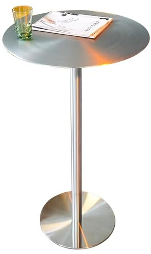 Junvstor Runde Edelstahlplatte, kleine mittelgroße Küche, Esszimmer, moderner Bistro-Pub-Tisch, Beistelltisch für Sofa, Wohnzimmer, Kaffeetheke, Getränketisch, Nachttisch (Size : 40x40x95cm)