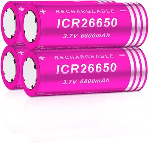 Pilas Recargables, 3.7V 6800mAh Batería de Litio baterías Recargables Gran Capacidad Li-Ion Bateria para Linternas LED, Linterna Frontal, Dispositivos Electrónicos (4 Piezas)