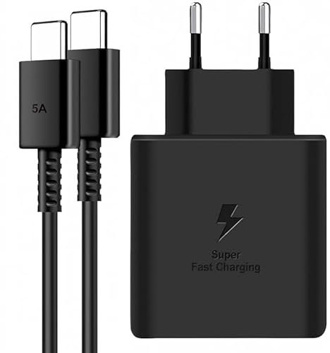Chargeur 45W Super Charge Rapide pour Samsung Galaxy S23/S22/S21 Ultra/S20/S20+/Note 20/10/9/8/A73/A53/A52/S10/S9 Prise Secteur USB-C Adapteur avec 5A Câble