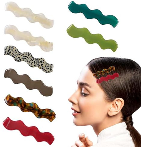 pinces à cheveux résine acrylique et vague, 8 Pièces Résine Acrylique, Élégantes, Antidérapantes, accessoires pour cheveux, cadeau pour femmes et filles, accessoire de mariage