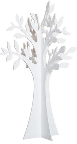 Albero della Vita in Legno BIANCO h. 35 cm Decorazione a Forma di Albero dei Desideri, in Legno, Espositore Bijoux, per Tableau Matrimonio,Comunione, segnaposto Natale e lavoretti bomboniere Fai da Te