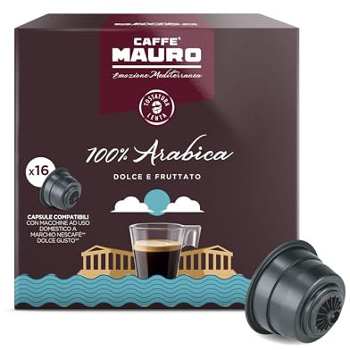 Caffè Mauro miscela 100% Arabica – intensità 5/10 – 48 Capsule, Compatibili con Macchine Nescafè®* Dolce Gusto®* (3 confezioni da 16)